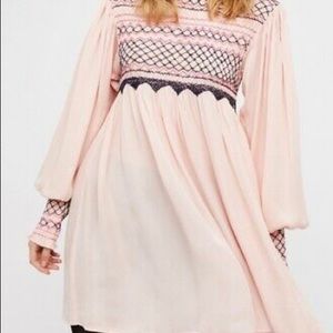 Free People Late Night Pink Smocked Picnic Dress
